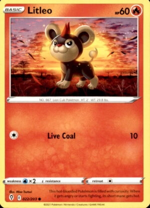 Pokemon Evolving Skies Litleo 022/203 COMMON NM