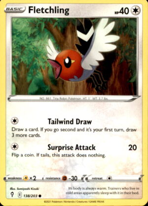 Pokemon Evolving Skies Fletchling 138/203 COMMON NM