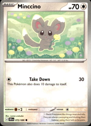 Pokemon Chaos Rising Minccino 072/086 COMMON NM