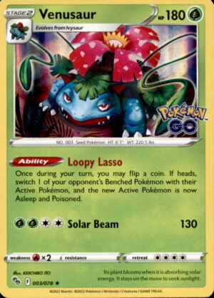 Pokemon Pokemon GO Venusaur 003/078 HOLO RARE LP MARK ON BACK