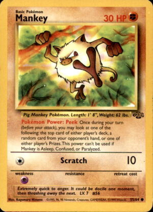 Pokemon Jungle Mankey 55/64 UNLIMITED COMMON LP