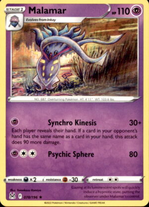 Pokemon Lost Origin Malamar 078/196 RARE NM