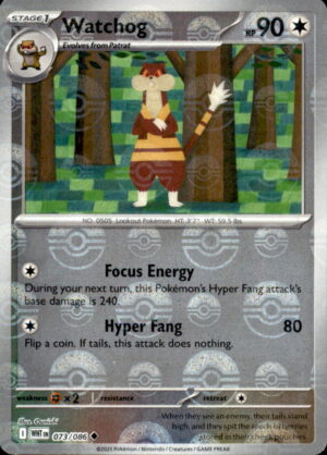 Pokemon White Flare Watchog (Poke Ball Pattern) 073/086 HOLO UNCOMMON NM