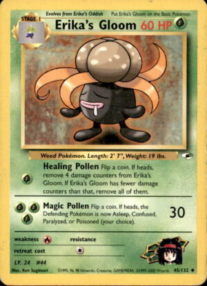 Pokemon Gym Heroes Erika's Gloom 45/132 UNLIMITED UNCOMMON LP