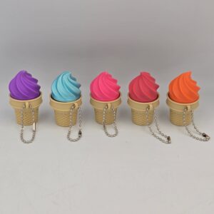3D Printed Ice Cream Cone Fidget Clicker Keychain Sensory Toy Bag Charm Gift