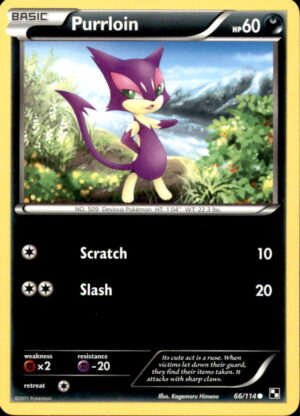 Pokemon Black & White Purrloin 66/114 COMMON LP