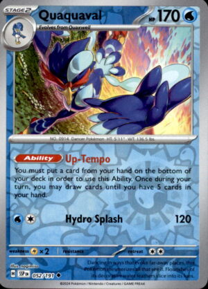 Pokemon Surging Sparks Quaquaval 052/191 REVERSE HOLO UNCOMMON NM