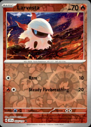 Pokemon Surging Sparks Larvesta 024/191 REVERSE HOLO COMMON NM
