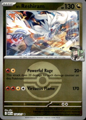 Pokemon Ascended Heroes N's Reshiram (Poke Ball) 154/217 REVERSE HOLO RARE NM