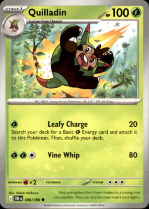 Pokemon Chaos Rising Quilladin 006/086 COMMON NM