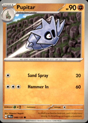 Pokemon Prismatic Evolutions Pupitar 048/131 COMMON NM