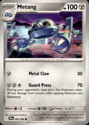 Pokemon Chaos Rising Metang 060/086 COMMON NM