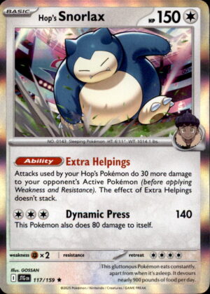 Pokemon Journey Together Hop's Snorlax 117/159 HOLO RARE NM