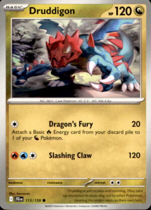 Pokemon Journey Together Druddigon 115/159 COMMON NM