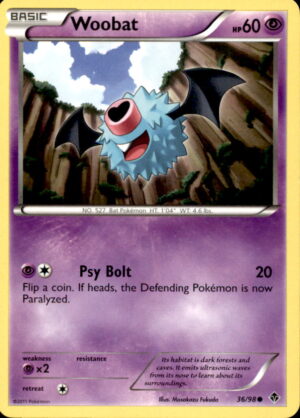 Pokemon Emerging Powers Woobat 36/98 COMMON LP