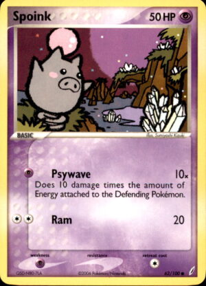 Pokemon Crystal Guardians Spoink 62/100 COMMON LP