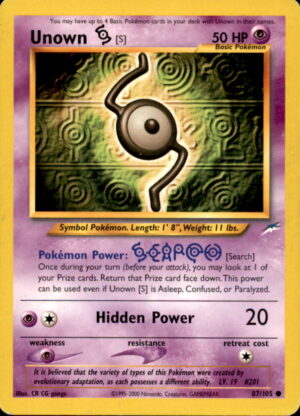 Pokemon Neo Destiny Unown [S] 87/105 UNLIMITED COMMON LP