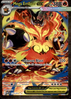 Pokemon Ascended Heroes Mega Emboar ex 273/217 HOLO SPECIAL ILLUSTRATION RARE NM