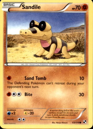 Pokemon Black & White Sandile 63/114 COMMON LP