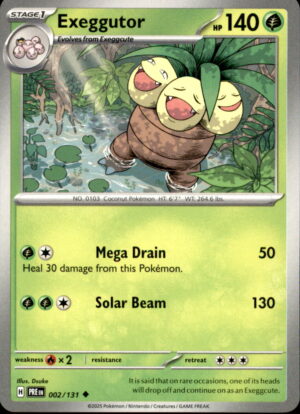 Pokemon Prismatic Evolutions Exeggutor 002/131 UNCOMMON NM