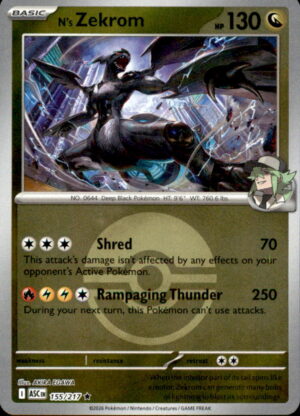 Pokemon Ascended Heroes N's Zekrom (Poke Ball) 155/217 REVERSE HOLO RARE NM