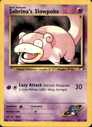 Pokemon Gym Heroes Sabrina's Slowpoke 95/132 UNLIMITED COMMON HP