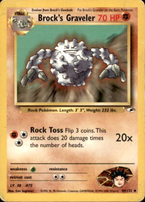 Pokemon Gym Heroes Brock's Graveler 40/132 UNLIMITED UNCOMMON HP