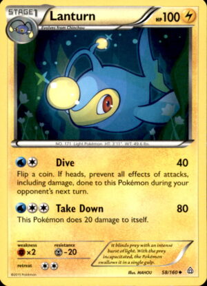 Pokemon Primal Clash Lanturn 58/160 UNCOMMON LP